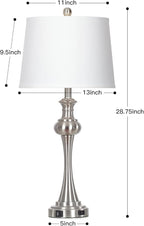 28.75" Silver Table Lamps for Living Room,3 Way Touch Control Table Lamp, Bedside Desk Lamp with Metal Base Modern Nightstand Lamp Simple Side Table Lamp for Bedroom,Office,LED Bulb Included