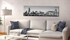 DJSYLIFE Chicago Skyline Wall Art - Black and White Modern Panoramic Cityscape Night View Picture Painting Bedroom Office Living Room Kitchen Home Decoration - Ready to Hang 13.8 "x 47.3" - Chicago 2