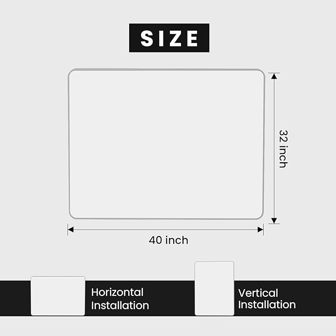 Brushed Nickel Bathroom Mirror 40x32 Inch, Brushed Silver Metal Frame Mirror Wall Mounted, Rounded Rectangle Bathroom Vanity Mirror, Tempered Glass, Anti-Rust, Horizontal/Vertical