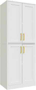 Storage Cabinet, Kitchen Pantry with Doors & Shelf, Tall Storage Cabinet for Bathroom, Living Room, Entryway,White