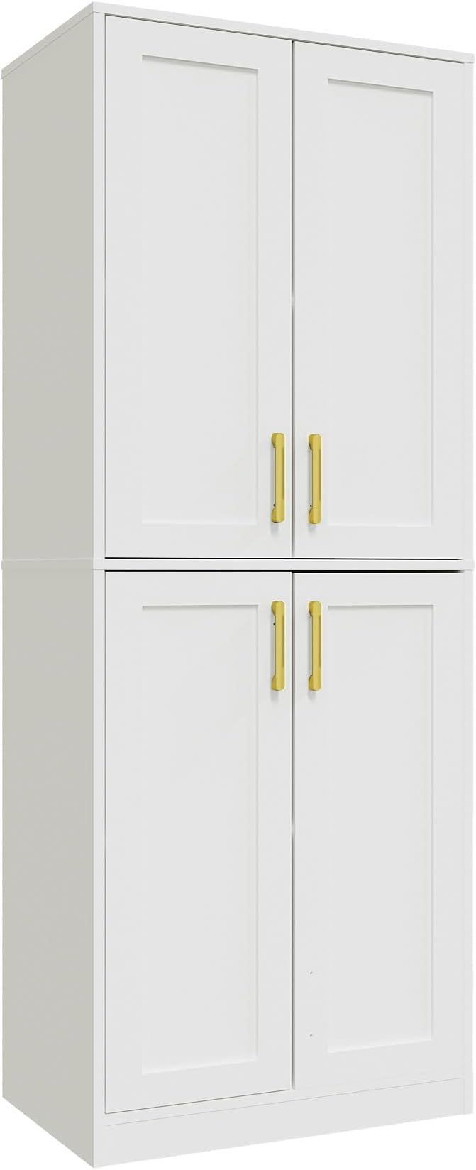 Storage Cabinet, Kitchen Pantry with Doors & Shelf, Tall Storage Cabinet for Bathroom, Living Room, Entryway,White