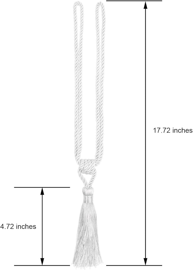 Fenghuangwu Curtain Tiebacks Tassel Tie-Backs, Rope Curtain tie Backs Handmade Curtain Holdbacks Made from Polyester (White, 6p)