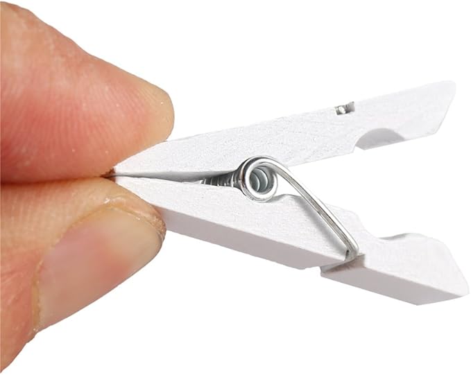 DECORA 3.5cm Sturdy White Wooden Mini Clothespin Photo Clips Pack of 100