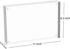 Meetu Acrylic Picture Frame 8.5x11,Clear Freestanding Double Sided 24mm Thickness Frameless Magnetic Photo Frames Desktop Display with Gift Box Package (2 Pack)