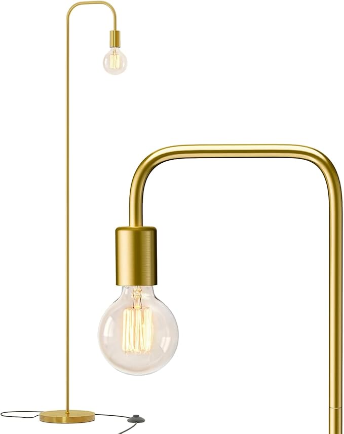 Oneach 63.75'' Industrial Antique Brass Gold Minimalist Floor Lamp for Living Room, Bedroom and Office