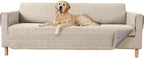 GORILLA GRIP Patented Waterproof Slip-Resistant Oversized 78” Sofa Protector Cover, for Leather or Fabric Couch Cushion, Large Microsuede Furniture Covers Dogs Pets Machine Washable Slipcover, Taupe