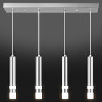 4-Light Dining Room Modern Pendant Light Kitchen Fixture Dimmable LED Chrome Mini Pendant Lighting fo Kitchen Island Study Pendant Lights