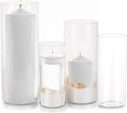 Glass Hurricane Candle Holder Esmiome - Cylinder Vases for Centerpieces 4Pcs/Set Hurricane Floating Candle Holder, Glass Vases for Flowers, Decorative for Home Wedding, 4'' + 6'' + 8'' +10''(High)