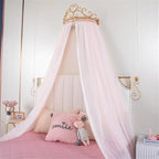 Lotus Karen Princess Bed Curtains Canopy, Cute Lace Mosquito Net with Metal Crown for Girls Kids Toddlers Crib Bedroom Decoration