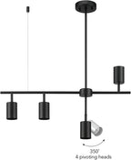 Globe Electric 64000048 4-Light Adjustable Height Geometrical Track Lighting, Matte Black, Ceiling Light, Track Light Heads, Pivot Shades, Track Lighting Kit, 4 Bulb Kitchen Light, GU10 Socket