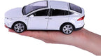 Toy Car Model X, Pull Back Car Toys Alloy Vehicles with Lights and Sound 1:32 Scale Model Car (White)