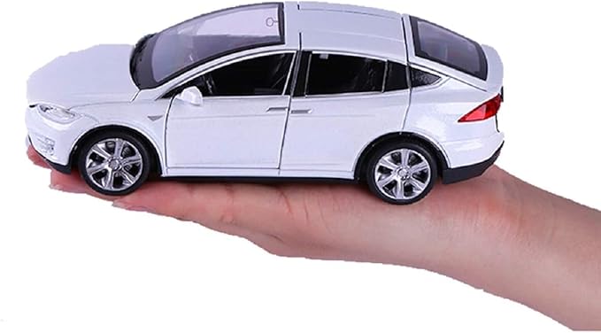 Toy Car Model X, Pull Back Car Toys Alloy Vehicles with Lights and Sound 1:32 Scale Model Car (White)