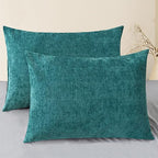 CaliTime Throw Pillow Covers Decorative 20 X 26 Inches Pack of 2 Cozy Chenille Standard Pillow Shams Cases for Couch Sofa Bed Living Room Home Teal