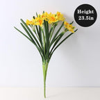 Artificial Flowers for Vases 17.7 Inch 10 Stems， Silk Dried Fake Mums Bouquet Indoor Faux Floral Arrangements for Decoration (Yellow Narcissus)