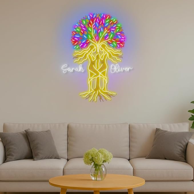 Personalized Bestie Tree Neon Sign, Custom UV Printed Best Friend Decor Led Light, Soulmate Wall Art Lights Signs, Decorative Gifts For Close Friends, Buddy, Partner, Bedroom