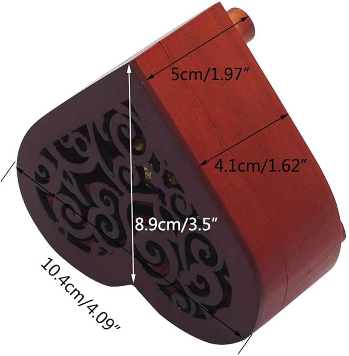 Pursuestar Edelweiss Music Box, Heart Shaped Vintage Hollow Out Wood Mechanism Wind Up Musical Box Gifts for Birthday Christmas Wedding Valentine's Day