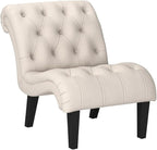 Yongqiang Accent Chair for Bedroom Living Room Chairs Tufted Upholstered Lounge Chair with Wood Legs Linen Fabric