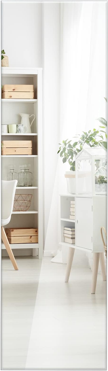 GOFLAME Frameless Wall Mirror, Full Length Rectangle Mirror with Beveled Edge, Wall Mounted Dressing Mirror for Living Room, Bedroom, Vanity Room, Silver