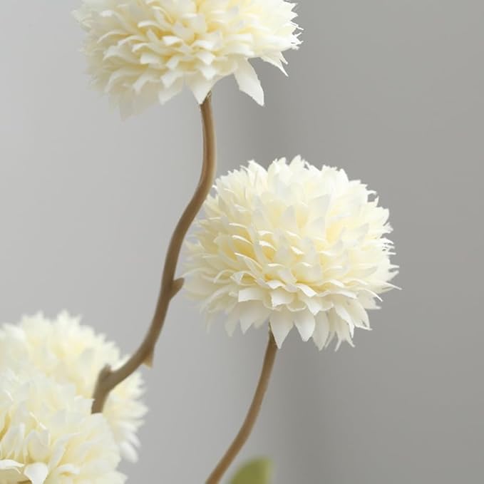 Artificial Flowers for Vases 20.5 Inch 10 Stems， Silk Dried Fake Mums Bouquet Indoor Faux Floral Arrangements for Decoration (White)