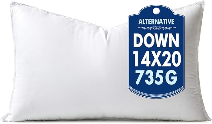 MIULEE 14x20 Down Alternative Pillow Insert Decorative Throw Pillow 14 x 20 Inch Body Bed Sleeping Ultra Soft Fluffy Form for Sofa Couch Bed