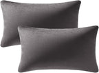Throw Pillow Covers 12x20 Dark-Grey: 2 Pack Cozy Soft Velvet Rectangular Decorative Pillow Cases for Farmhouse Home Decor