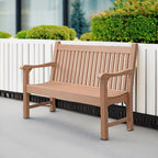 Psilvam 2-Person Poly Lumber Outdoor Bench with 700 Lbs Weight Capacity – Weatherproof Garden Seating for, Balcony Porch & Park, All-Weather Fade-Resistant Patio Furniture (Teak Color)