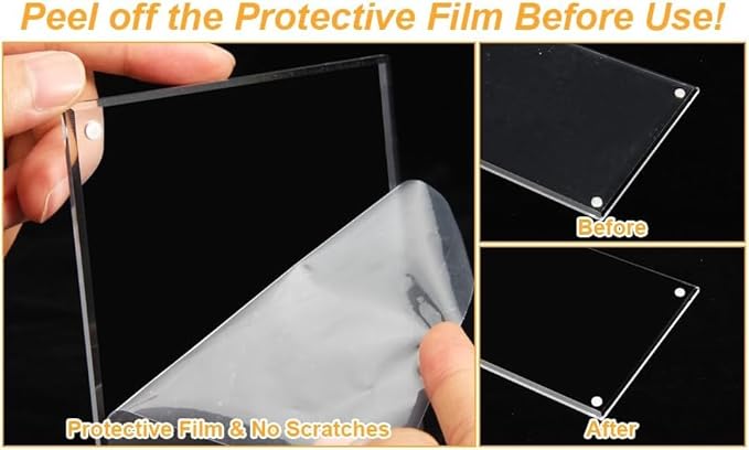 2 Pack 5x7 (Full Size:6x8) Acrylic Picture Frames With Stand, Clear Magnetic Photo Frame, Frameless Tabletop Picture Frame with Magnets for Home Office Desktop Display Horizontal or Vertical