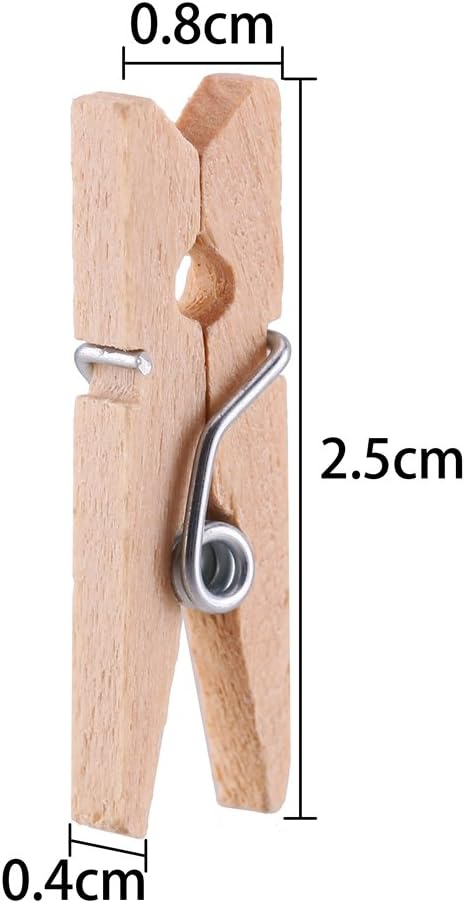 CCINEE Cute Wooden Clothespins Natural Craft Peg Pins Sturdy Mini Pins Clips, 1 Inch, 72 Pieces in Total