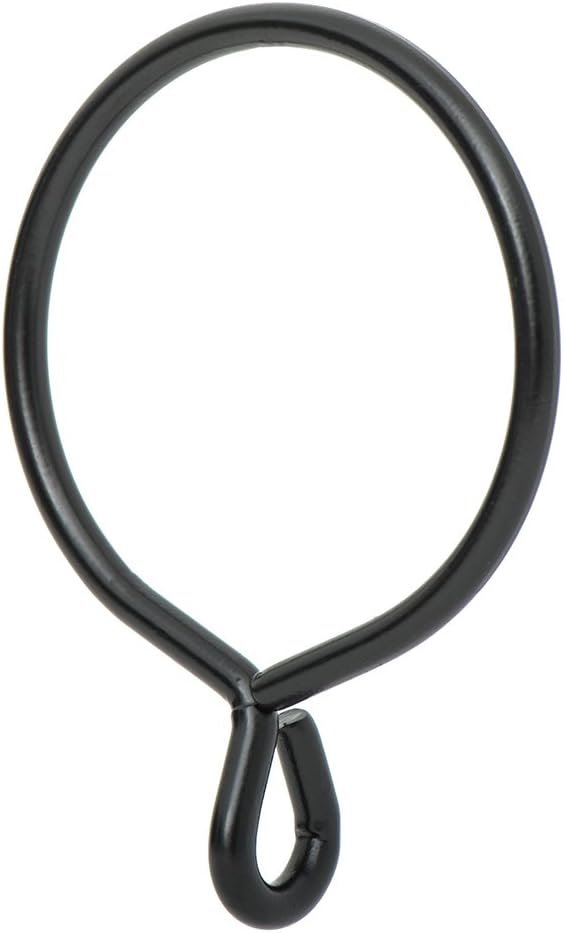 Ivilon Drapery Eyelet Curtain Rings - 2.3" Ring for Curtain Hook Pins, Set of 14 - Black
