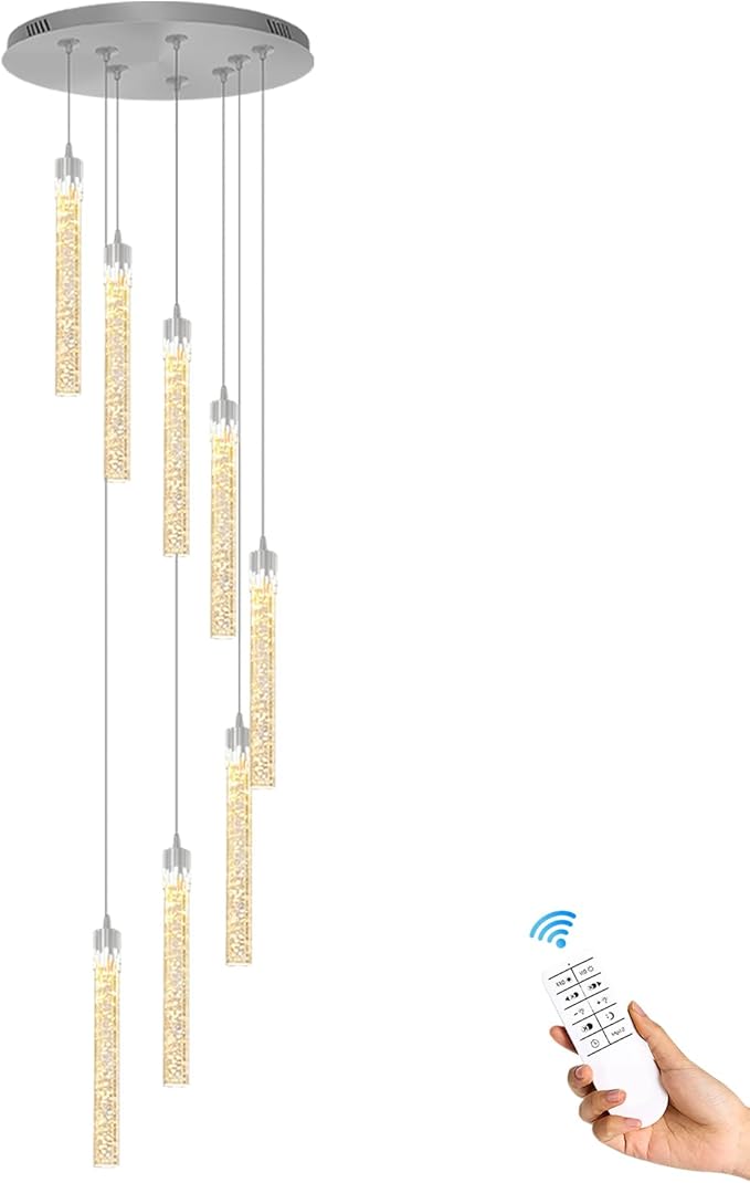 Modern Chandelier 8-Light Bubble Crystal Pendant Light Adjustable Pendant Light Fixture Crystal Chandeliers for Living Room Dinning Room Bedroom