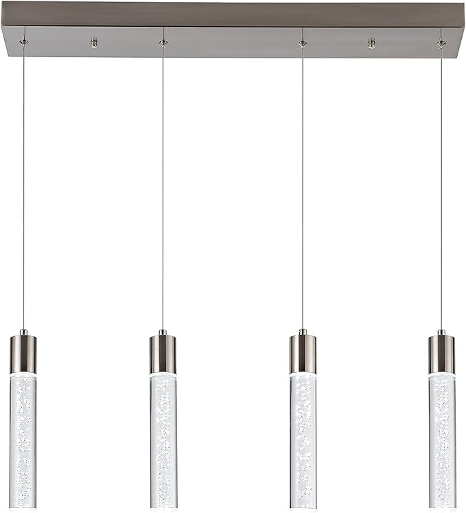 4-Light Pendant Light Fixtures for Kitchen Island, Updated Preminum LED Pendant Lighting with Crystal Bubble, 32W Modern Hanging Ceiling Light, 6000K Light for Dining Room,for Kitchen…