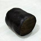 Round Shaped Goat Leather Handmade Eco-Friendly Chocolate Brown Pouf - Round Pouf, 16"x16"x16", Plain Solid Pouf, Goat Leather Pouf, Recycled Foam with Fibre Fill Stuffed Pouf, Seating Pouf PF12