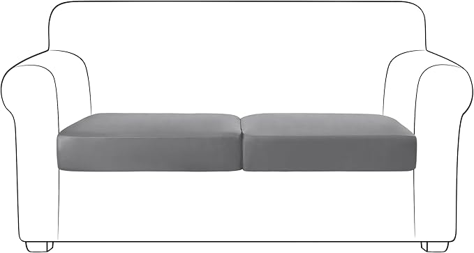 Yates Home PU Leather Couch Sofa Cushion Slipcover Water-Proof Elastic Chair RV Seat Covers Loveseat Sofa Furniture Protector Slip Cover for Seater Replacement Living Room（2 Pieces, Light Gray）