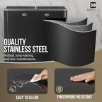 CAPHAUS Black Dual Trash Can w/Double Lid, Trash & Recycle Bins Combo, Hands-Free Stainless-Steel Garbage Can for Kitchen, with 2 Compartment, Hinged Lid, Odor Filters, Handles, 25L+25L, 2 x 6.6 Gal