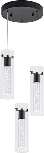 Kitchen Lighting Pendant, Modern Pendant Light with Black Finish, Pendant Lights for Kitchen Island Restaurant, Dining Room(3 Light)