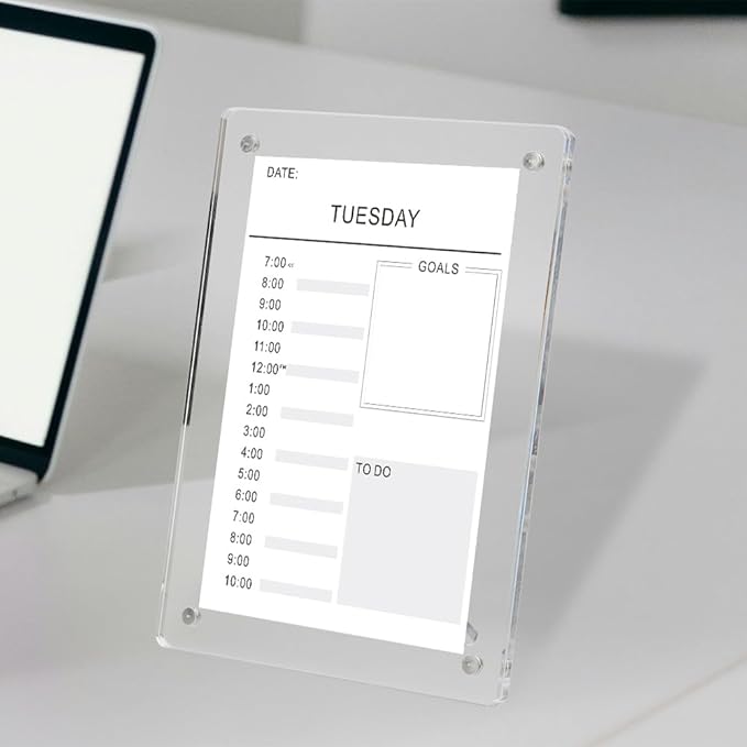 5x7 Picture Frame Clear Acrylic Magnetic Tabletop Photo Frame Frameless with Removable Magnetic Stand for Home/Office Desk/Table Picture/Note Display, 2 Pack (Clear, 5 * 7 in)