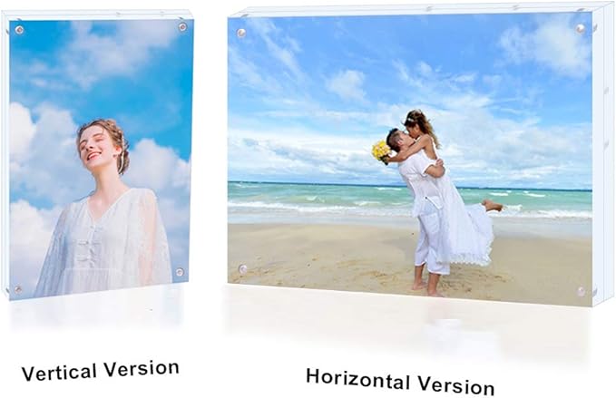 Acrylic 8 X 10 Photo Frame Clear Floating Double Sided Magnetic Picture Certificate Document Magnetic Photo Frame for Tabletop Display with Frame Stand and Gift Box (Free Soft Microfiber)