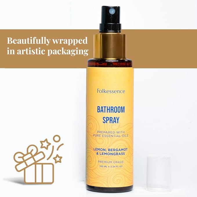 Folkulture Bathroom Spray - Odor Eliminator | Fragrance Freshner Sprays for Toilet, Home | Guest Bathrooms Essentials Before You Go Toilet, Poop, Shower Spray for Fresh Smell | Citrus - 3.34 Fl oz