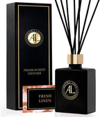 Fresh Linen Reed Diffuser Set - Oil Room Scent Sticks - Non-Toxic Bathroom Diffuser with 5oz Oil - Black Reed Diffusers for Home & Office - Elegant Scented Sticks for Desk