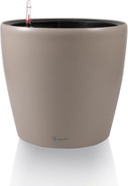 Dexceder 11x10 Inches Self Watering Planter Indoor Outdoor, Inner Pot Design, Thickened Table Flower Plant Pot with Water Level Indicator (Taupe Matte)