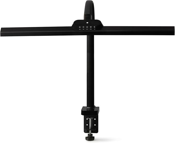 Bright Office Desk Lamp with Clamp, Dimmable LED Workbench Light with Touch Control, Adjustable Arm, Smart Architect Lamp for Desk, Tall Clamp Light for Office, Computer Monitors, Black