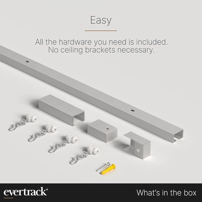 Curtain Track - Ceiling Mounted Curtain Rail for Curtains, Drapes, and Room Dividers - USA Made - Mini (4 Feet), Anodized Silver
