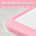 Children's Table and Chair Set Suitable for Boys and Girls Age 2-12 Height Adjustable Table top Can be Painted with 6 Seats Suitable for Family Learning Daily use (Pink)