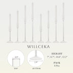 Candle Holder, Glass Taper Candle Tall Candlestick Holder, 4 Different Heights, for Table Centerpiece, Wedding, Party, Clear, 8pcs