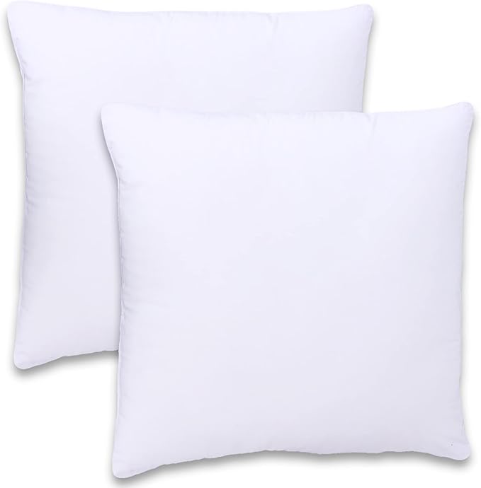 GOLD TEXTILES White Throw Pillows Insert (Pack of 4) - 16 x 16 Inches Polyester Sham Stuffer Throw Pillow - Lightweight Square Indoor Decorative Pillows - Bed and Cushion Couch Pillows