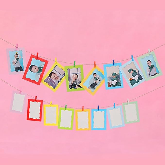 Hanging Photo Display Photo Holder String with Clips Photo Frame Set Perfect Wall Decor for Teen Bedroom Home Cubicle Office Wave *1
