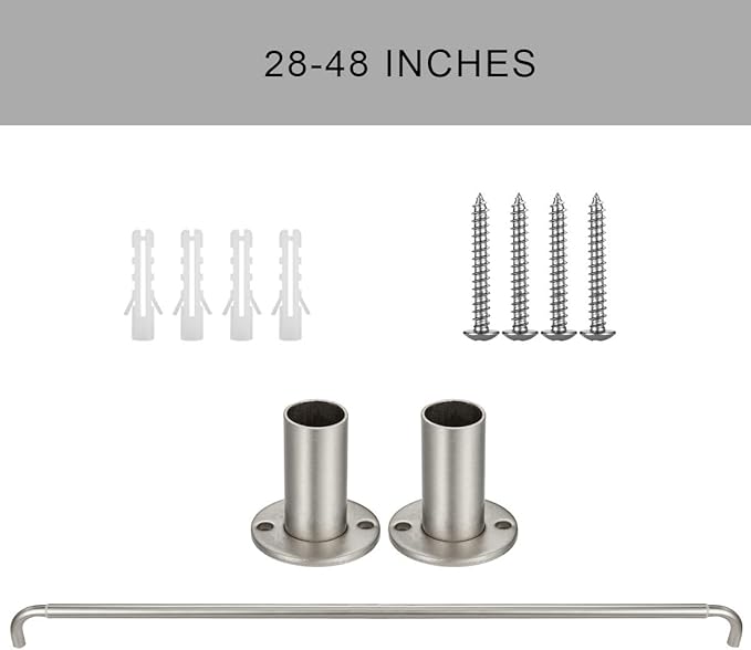 Room Darkening Curtain Rod, Wrap Around Design, Extra-Thick 1-Inch Diameter Single Drapery Rod, Extendable Metal Rod Set for the Blackout Curtains and Sheer (Satin Nickel, 28-48")