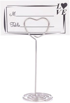 12pcs Table Number Holders Metal, 3.35 inch Place Card Stands for Wedding Centerpieces, Birthday Party - Table Card & Photo Picture Holders (Silver-Heart Shaped)