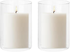 uxcell Hurricane Candle Holder (H:4.7" OD:3.4"), Pillar Floating Candles Holder Clear Glass Cylinder Flower Vases for Table Centerpiece Wedding Party Home Decoration 2Pcs
