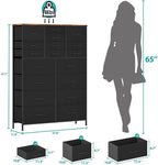 Dresser for Bedroom with 18 Drawers, Tall Fabric Storage Dresser, Chest of Drawers for Closet, Nursery, Bedside, Living Room, Laundry, Entryway, Hallway (Black)